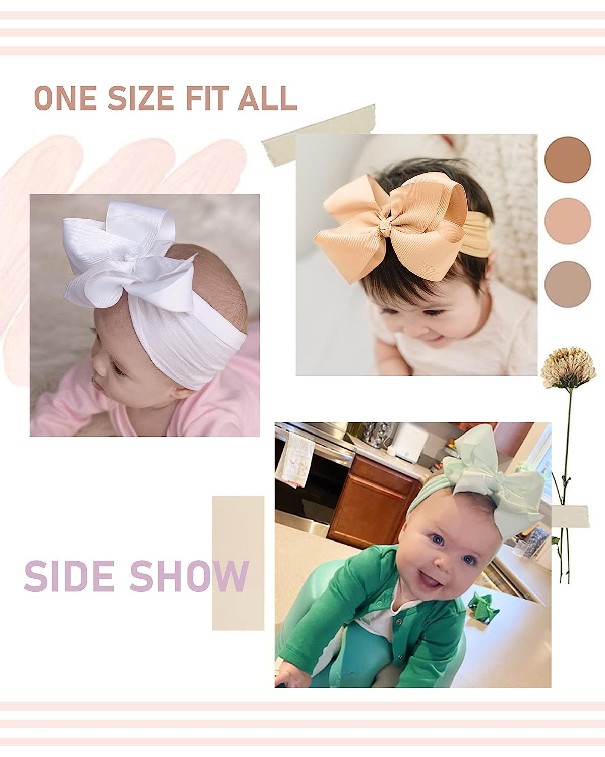 doboi 20pcs Baby Girl Bows Baby Headbands 6Inches Hair Accessories Infant Newborn Toddler Baby Bows and Nylon Headbands Big Bows for Baby Girls - Image 6